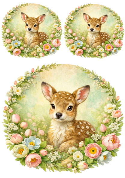 Rice Paper For Decoupage Young Deer Collage Cat. No. 8512