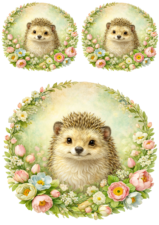 Rice Paper For Decoupage Hedgehog Collage Cat. No. 8513