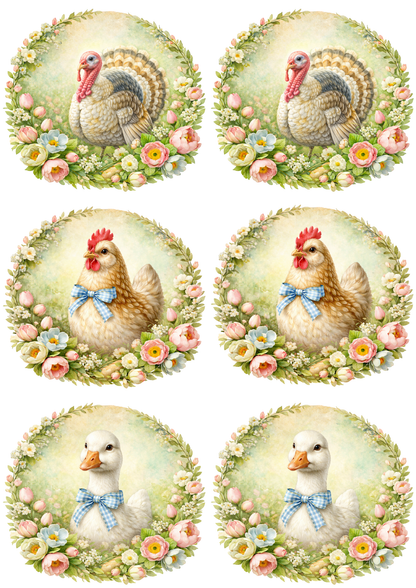 Rice Paper For Decoupage Poultry Various Collage Cat. No. 8517