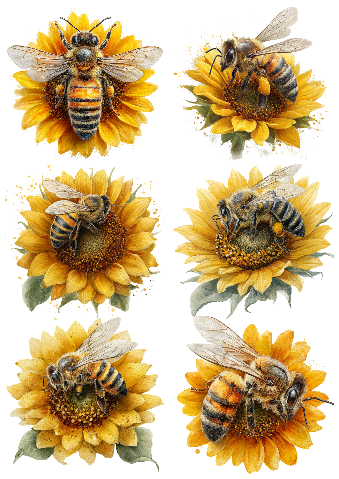 Rice Paper for Decoupage Bee on Sunflower Collage Cat. No. 8531