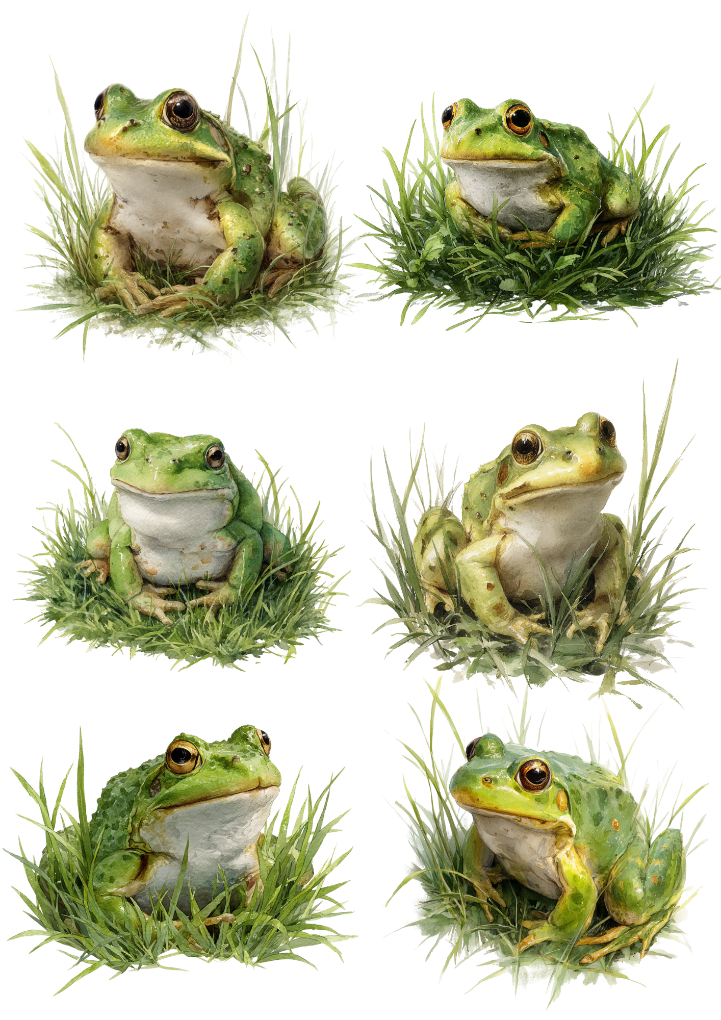 Rice Paper For Decoupage Green Frog Collage Cat. No. 8533