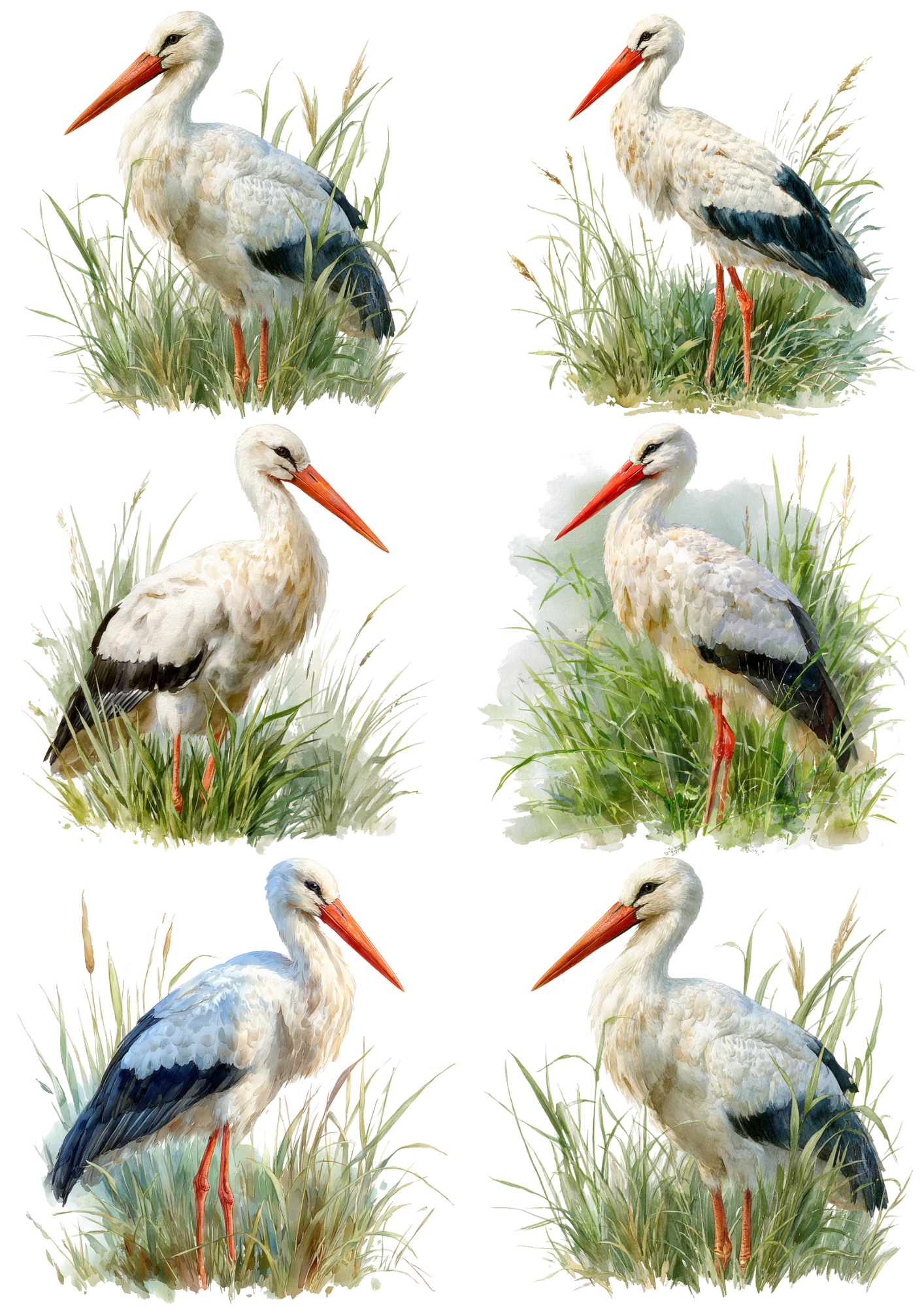 Rice Paper For Decoupage Storks Collage Cat. No. 8535