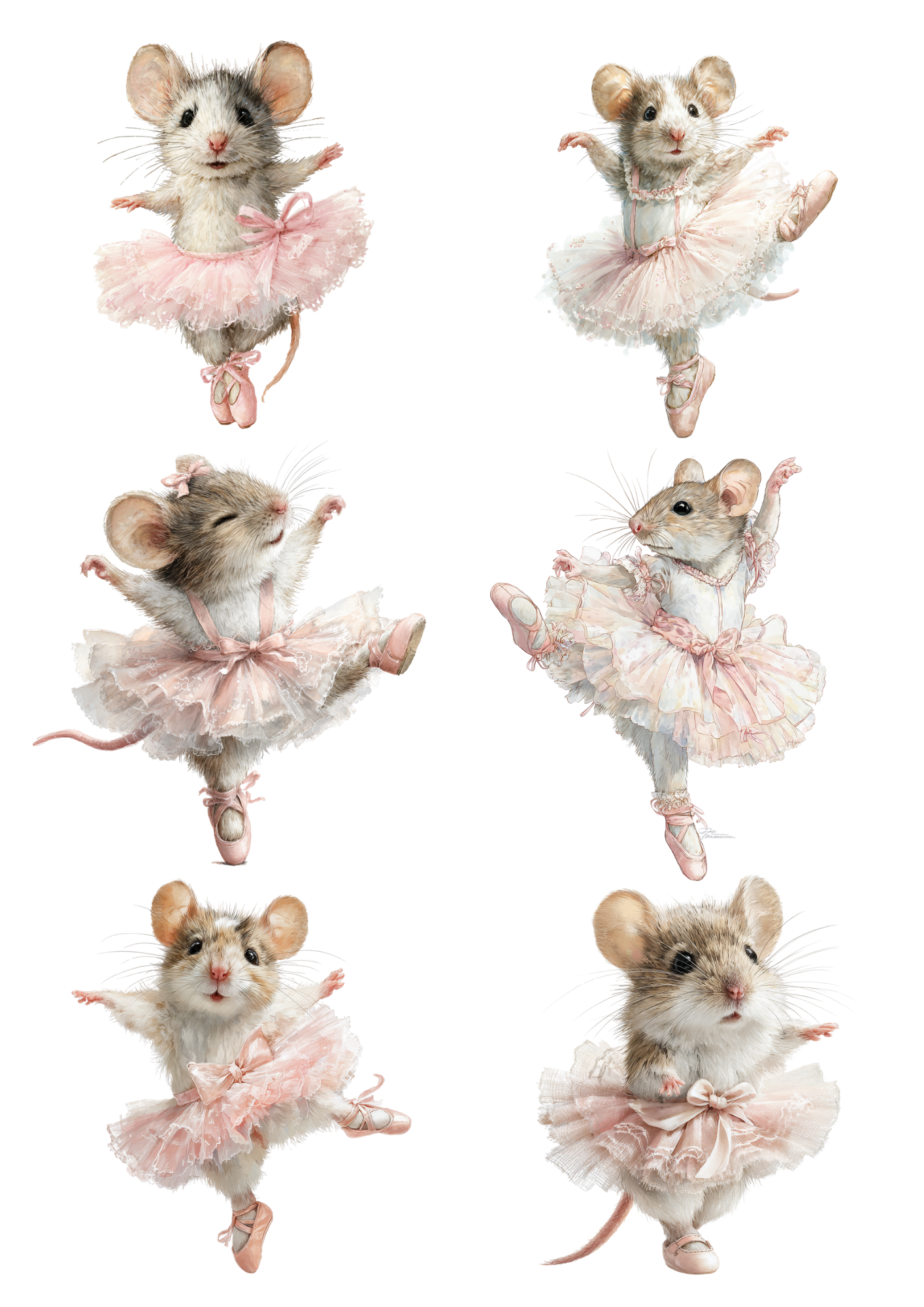 Rice Paper for Decoupage Ballerina Mouse Collage Cat. No. 8537