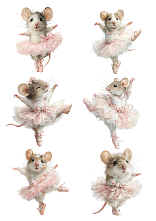 Rice Paper for Decoupage Ballerina Mouse Collage Cat. No. 8537