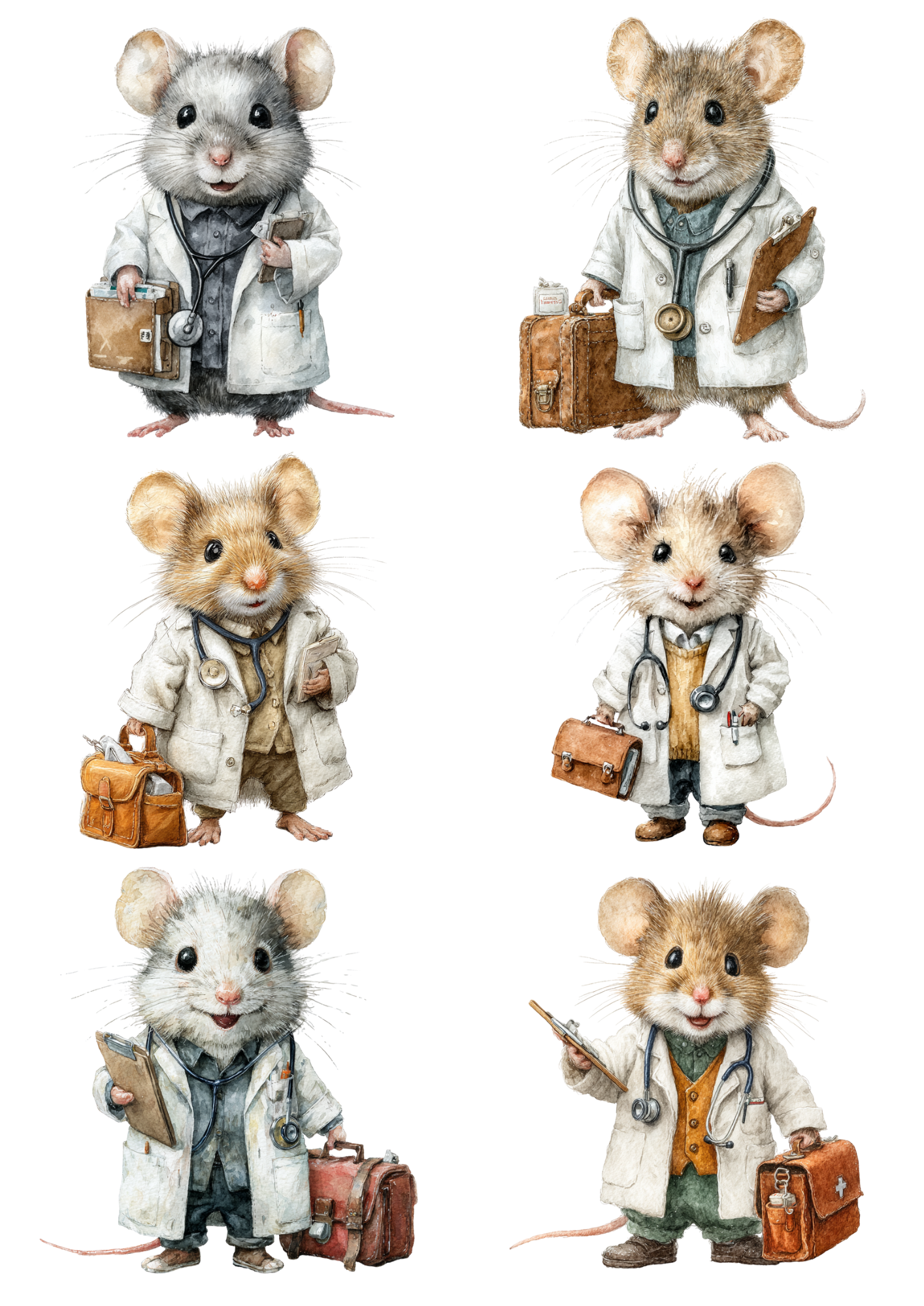 Decoupage Rice Paper Rat Doctor Collage Cat. No. 8538