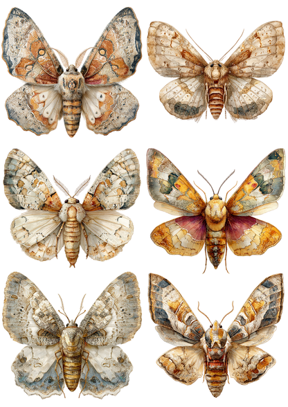 Rice Paper For Decoupage Moth Collage Cat. No. 8539