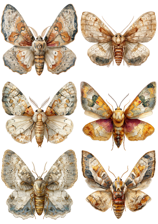 Rice Paper For Decoupage Moth Collage Cat. No. 8539