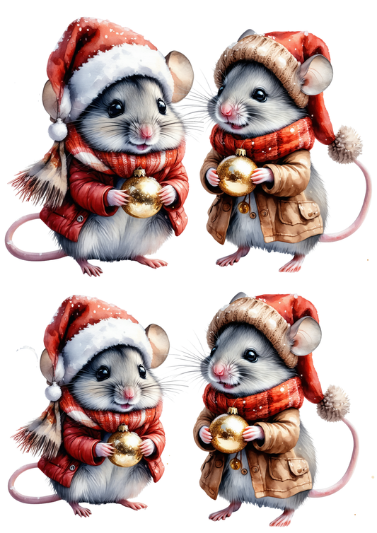 Rice Paper for Decoupage Mouse with Bubble Christmas Tree Collage Cat. No. 8544