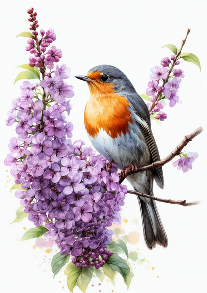 Rice Paper For Decoupage Bird on Lilac Full Cat. No. 8558