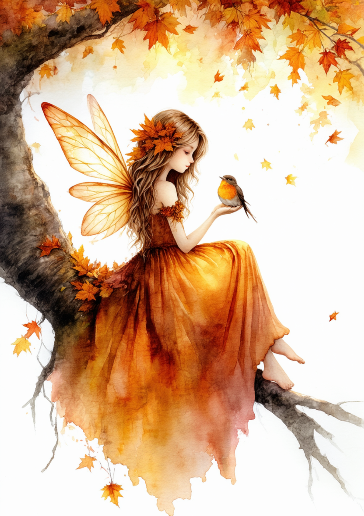 Rice Paper For Decoupage Forest Fairy With Bird Full Cat. No. 8560