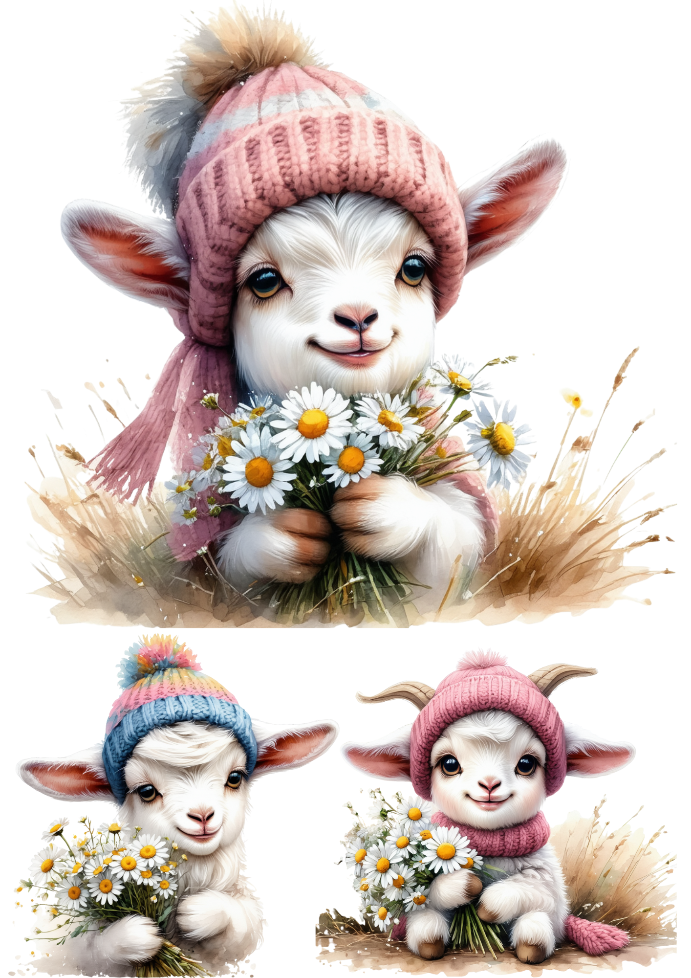 Rice Paper for Decoupage Goat in a Hat Collage Cat. No. 8567