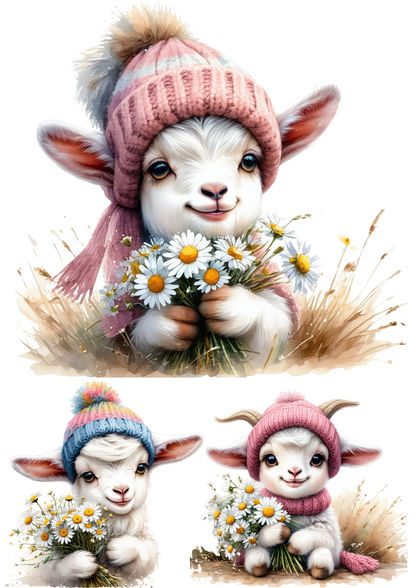 Rice Paper for Decoupage Goat in a Hat Collage Cat. No. 8567