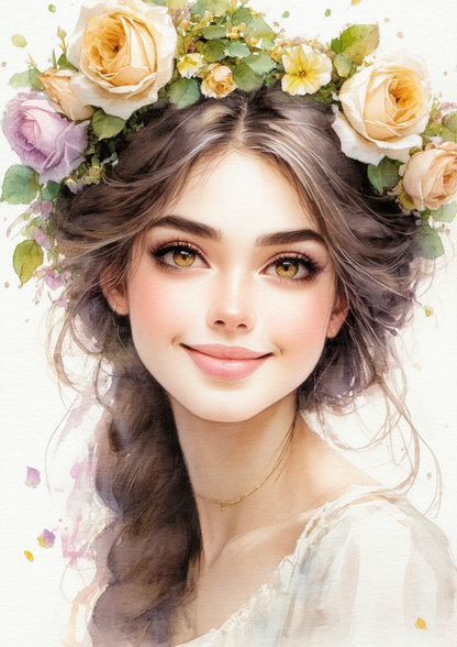 Rice Paper For Decoupage Beautiful Woman In A Wreath Full Cat. No. 8568