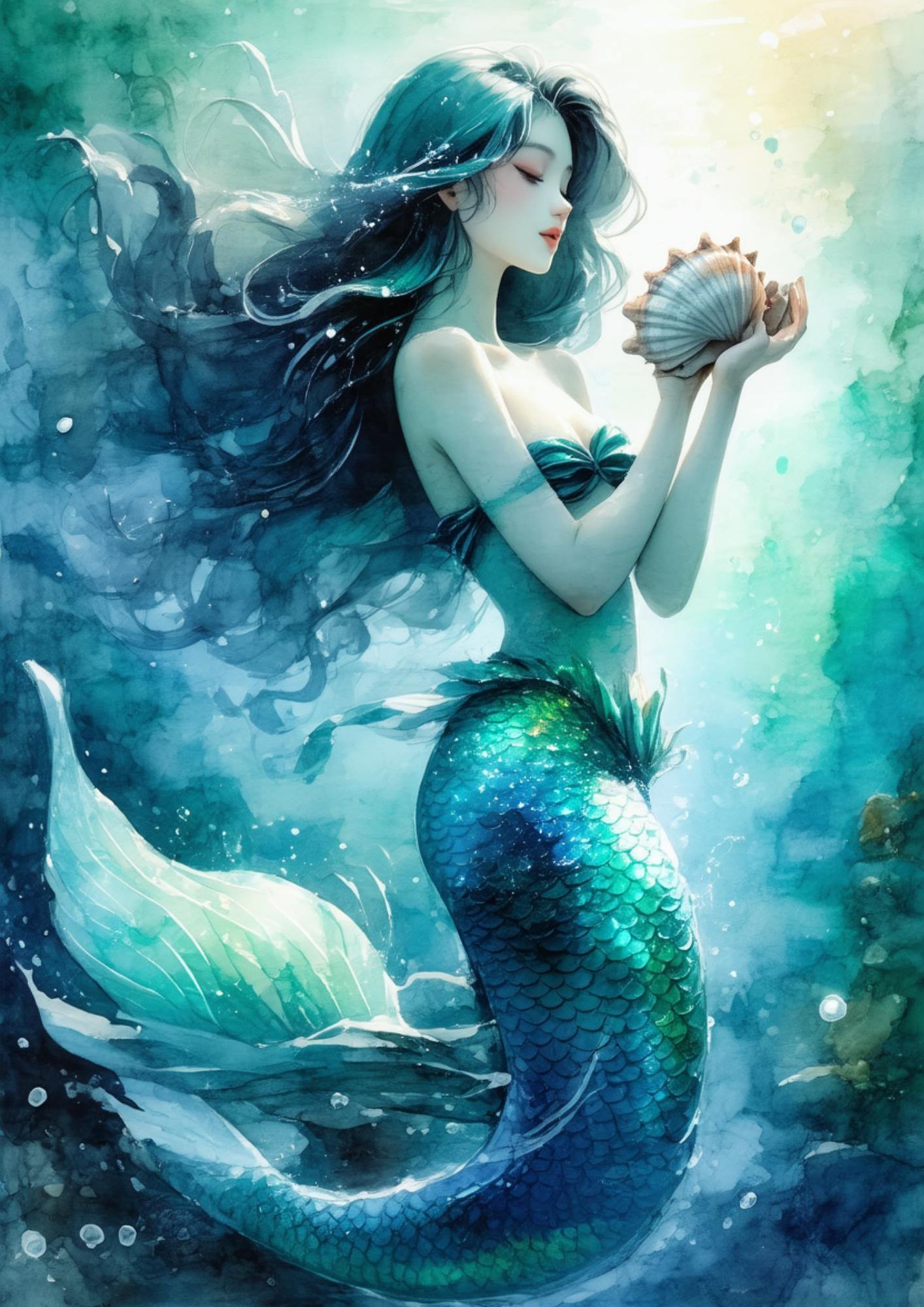 Rice Paper For Decoupage Mermaid With Shell Full Cat. No. 8569