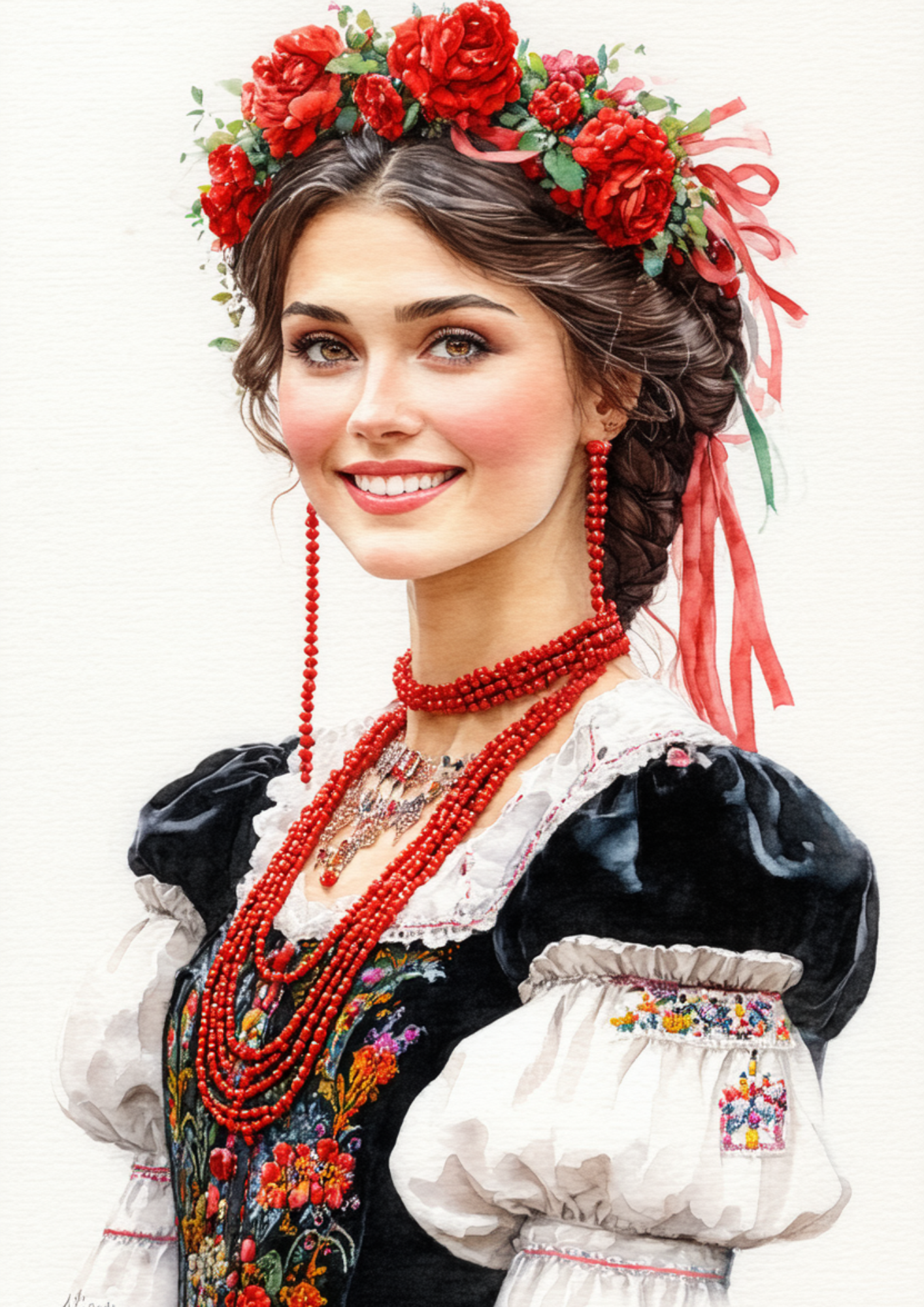 Rice Paper For Decoupage Woman In Traditional Costume From Krakow Full Cat. No. 8575
