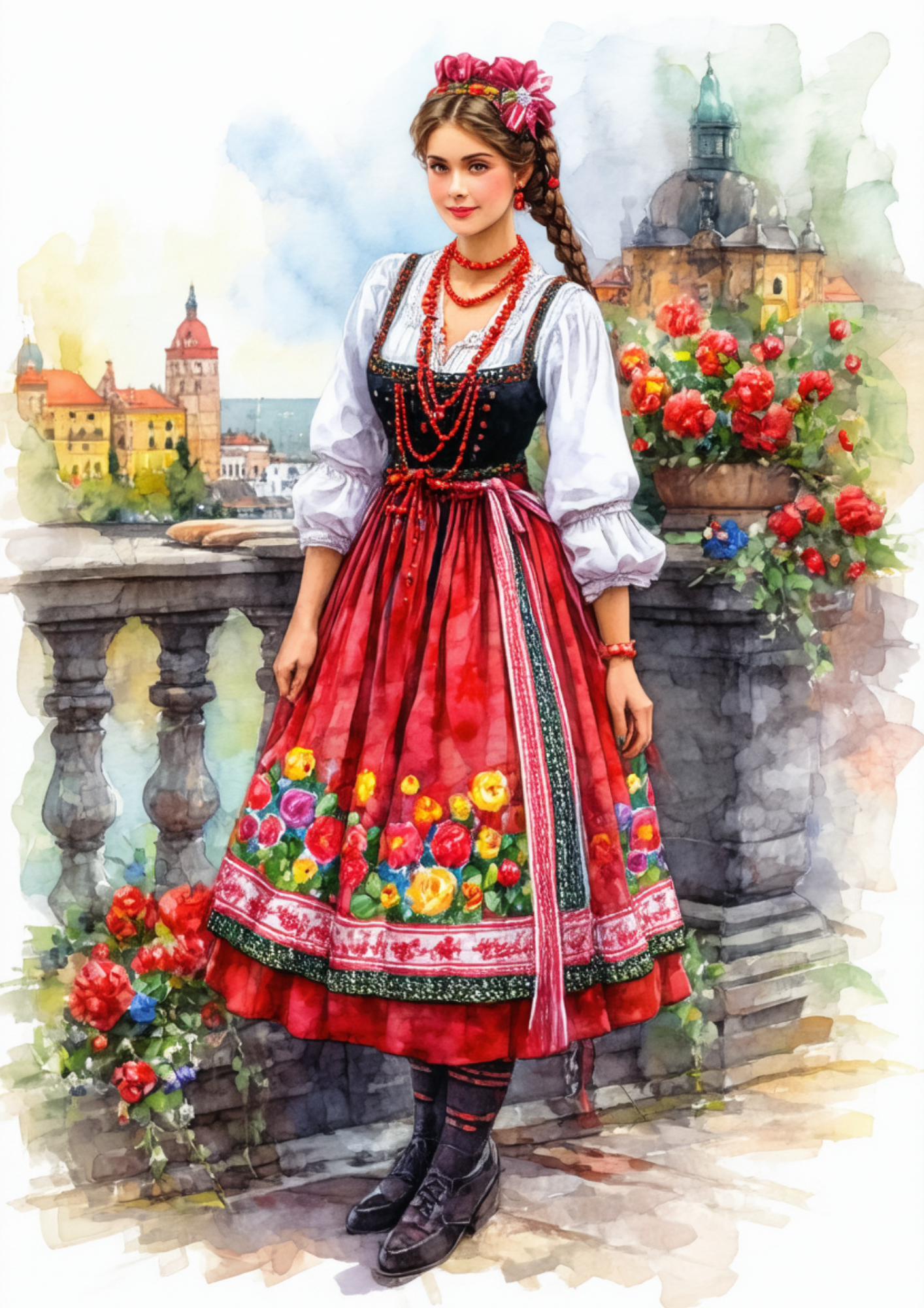 Rice Paper For Decoupage Woman In Traditional Costume From Krakow Full Cat. No. 8577