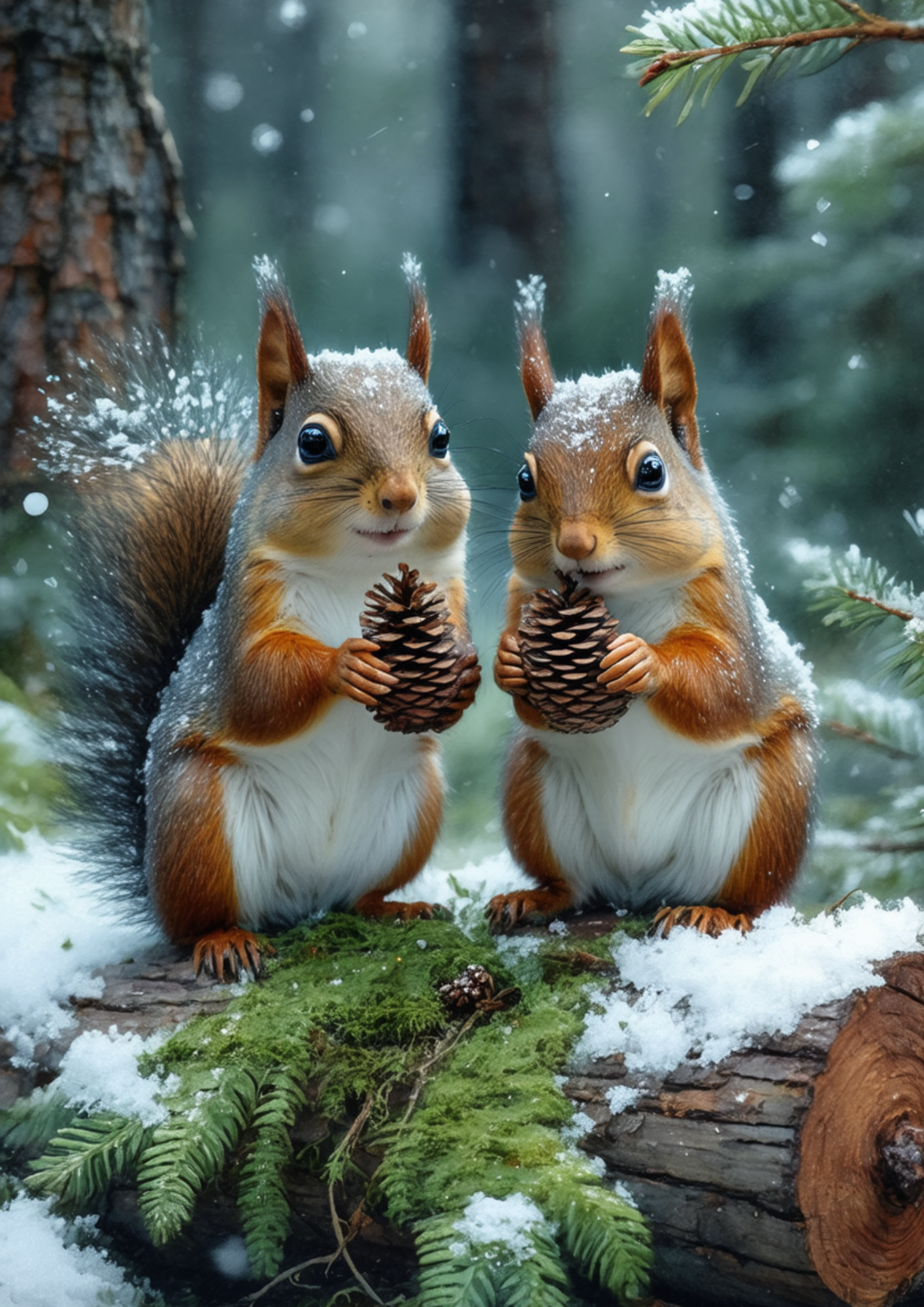 Rice Paper For Decoupage A Pair of Squirrels in the Snow Full Cat. No. 8586