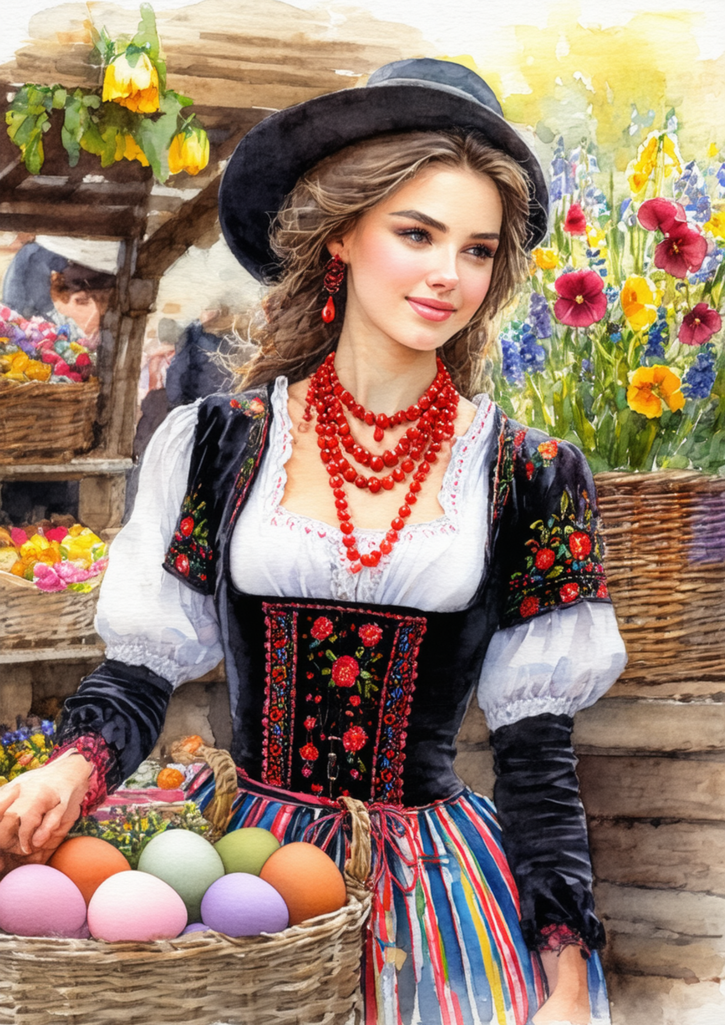 Rice Paper For Decoupage Woman In Traditional Costume From Krakow Full Cat. No. 8590