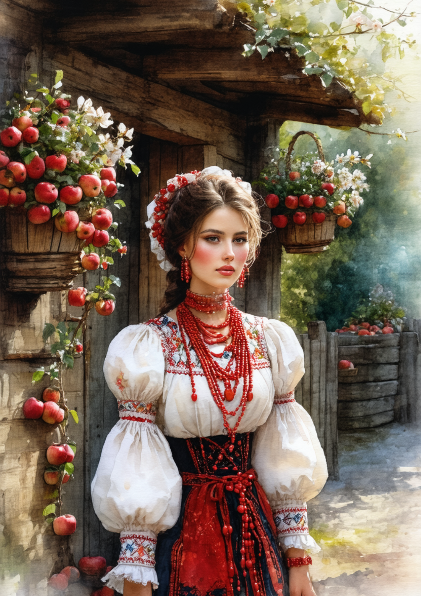 Rice Paper For Decoupage Woman In Traditional Costume From Krakow Full Cat. No. 8595