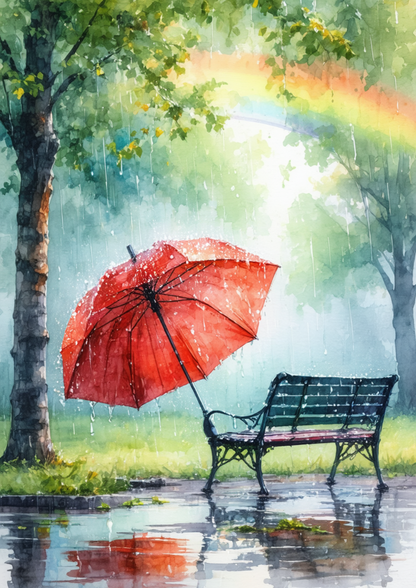 Rice Paper For Decoupage Umbrella On A Rainbow Background Full Cat. No. 8603