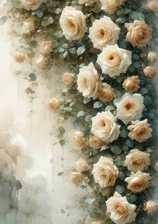 Rice Paper For Decoupage Roses Garland Full Cat. No. 8606