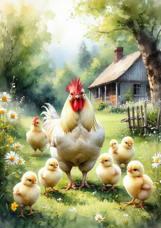 Rice Paper For Decoupage Hen And Chickens Full Cat. No. 8615