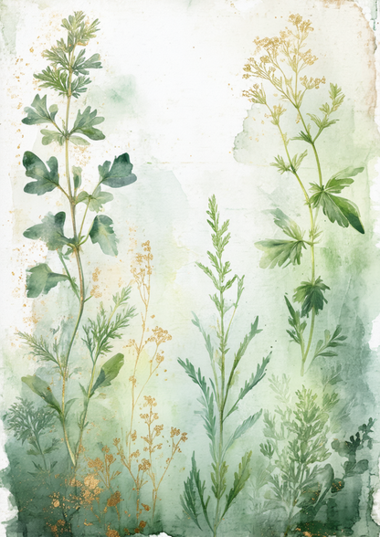 Rice Paper For Decoupage Herbs Journaling Page Full  Cat. No. 8641