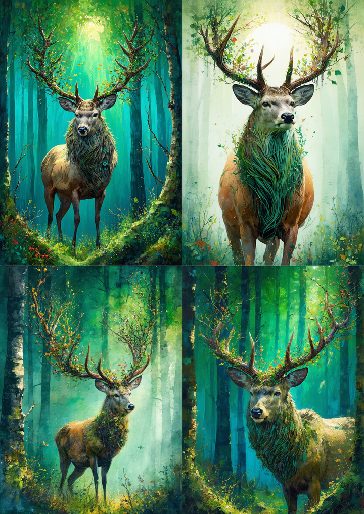 Rice Paper For Decoupage Majestic Fairytale Deer Collage  Cat. No. 8654