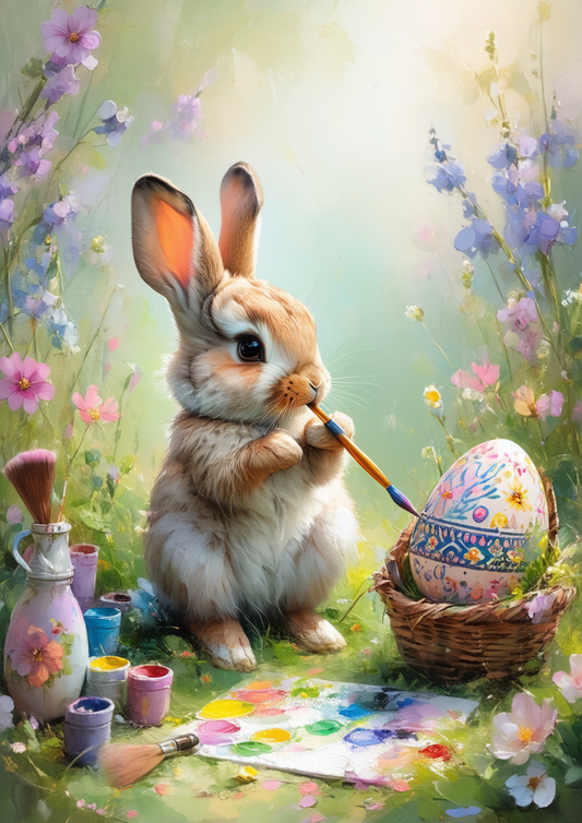 Rice Paper For Decoupage Bunny With Easter Eggs Full Cat. No. 8658