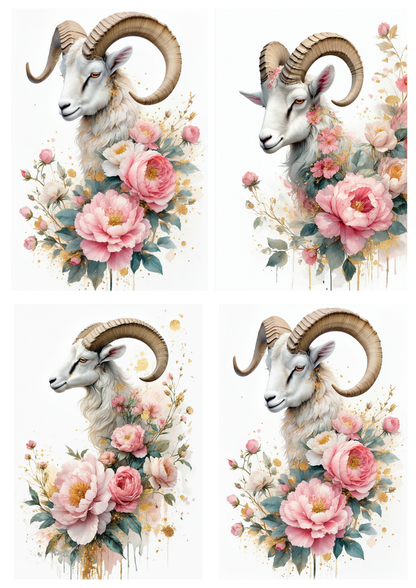 Rice Paper For Decoupage Zodiac Sign Aries Collage Cat. No. 8681