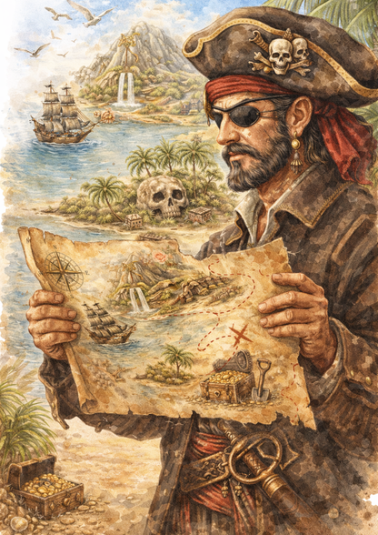 Rice Paper For Decoupage Pirate on the Boat Full Cat. No. 8685