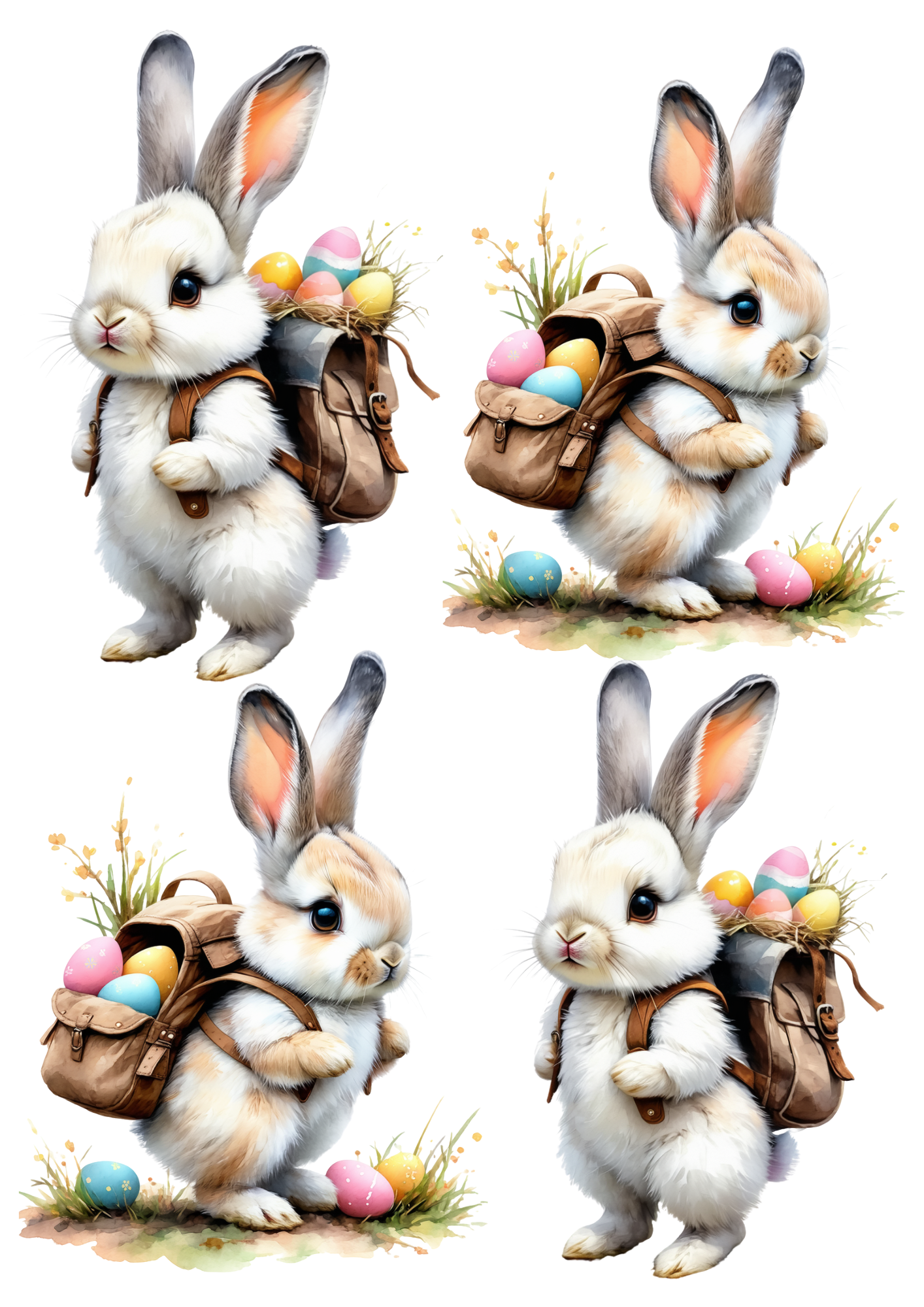 Rice Paper For Decoupage Bunny With Easter Eggs Collage Cat. No. 8709