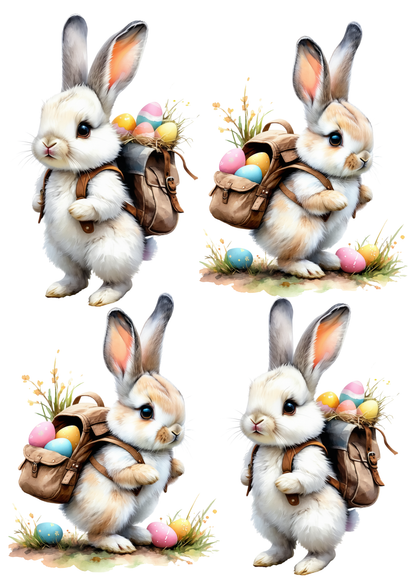 Rice Paper For Decoupage Bunny With Easter Eggs Collage Cat. No. 8709