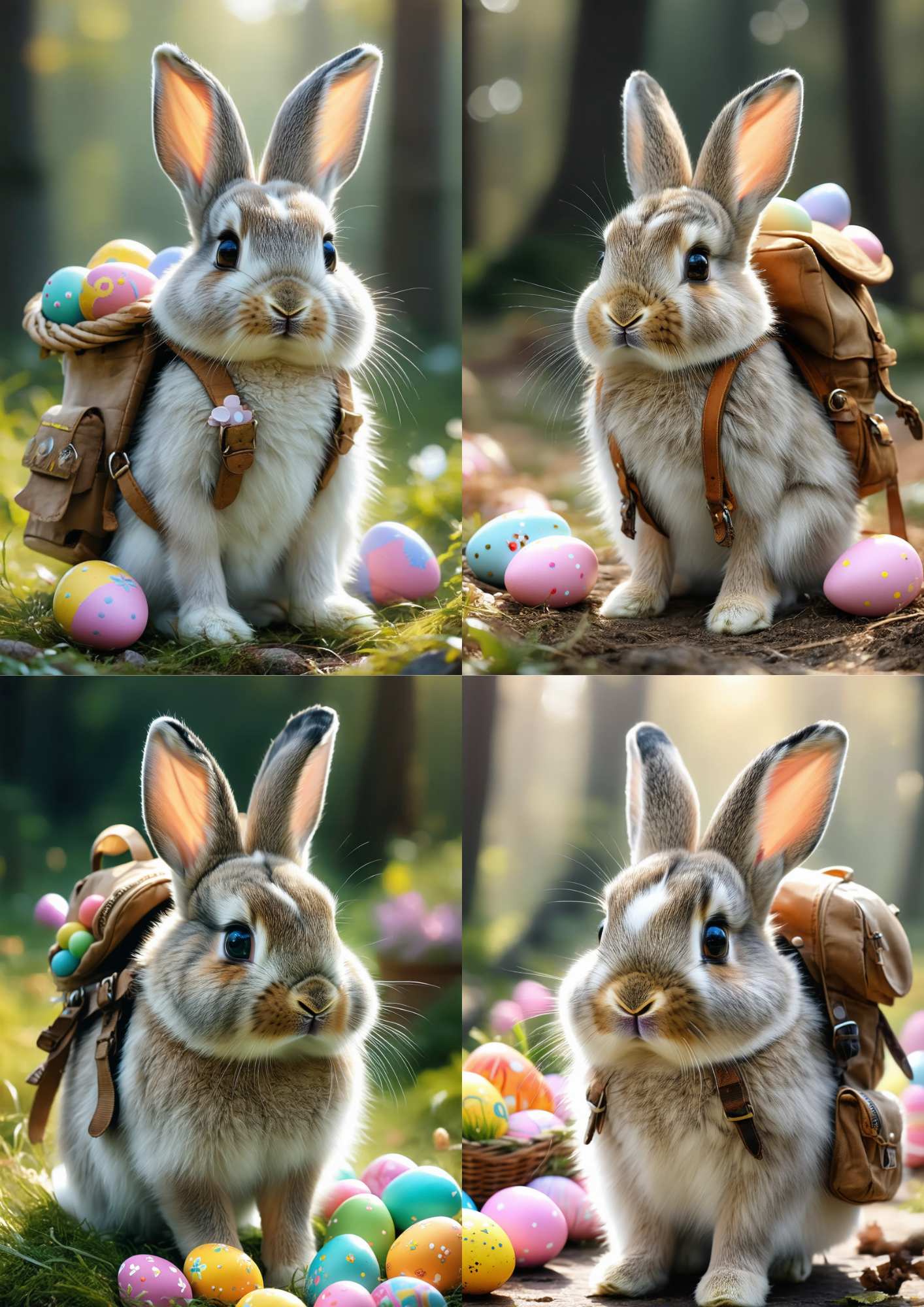 Rice Paper For Decoupage Bunny With Easter Eggs Collage Cat. No. 8712