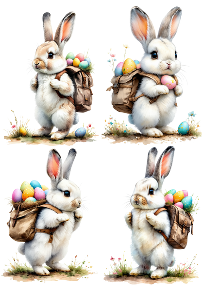 Rice Paper For Decoupage Bunny With Easter Eggs Collage Cat. No. 8713