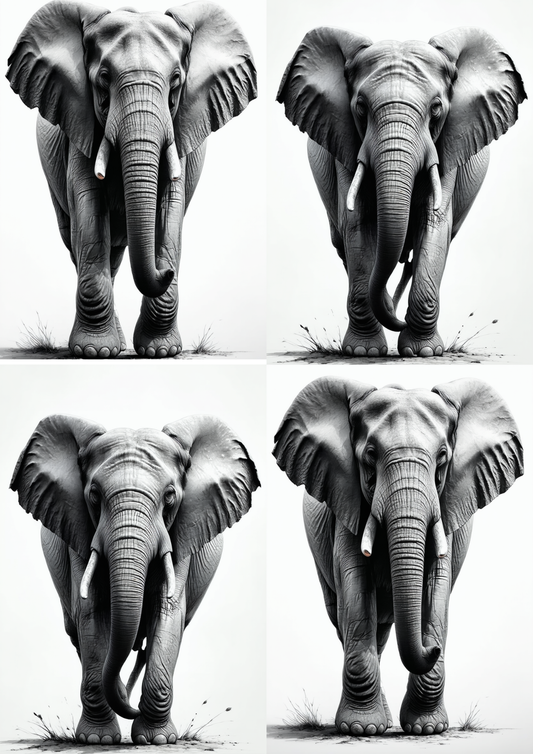 Rice Paper For Decoupage Monochrome Elephant Collage Cat. No. 8723
