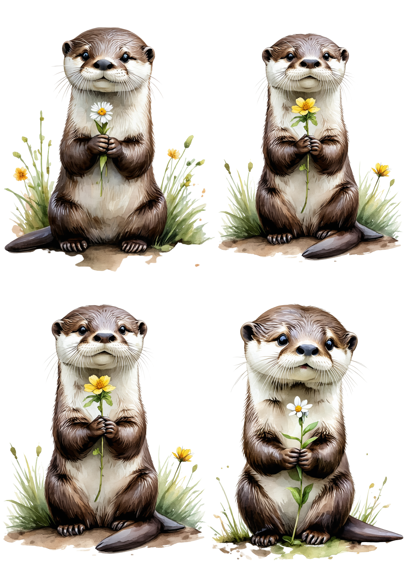 Rice Paper For Decoupage Cute Otter Collage Cat. No. 8733