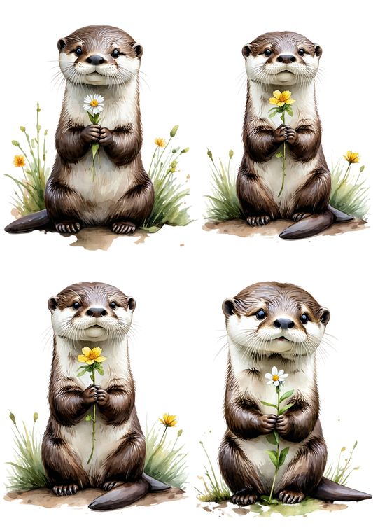 Rice Paper For Decoupage Cute Otter Collage Cat. No. 8733