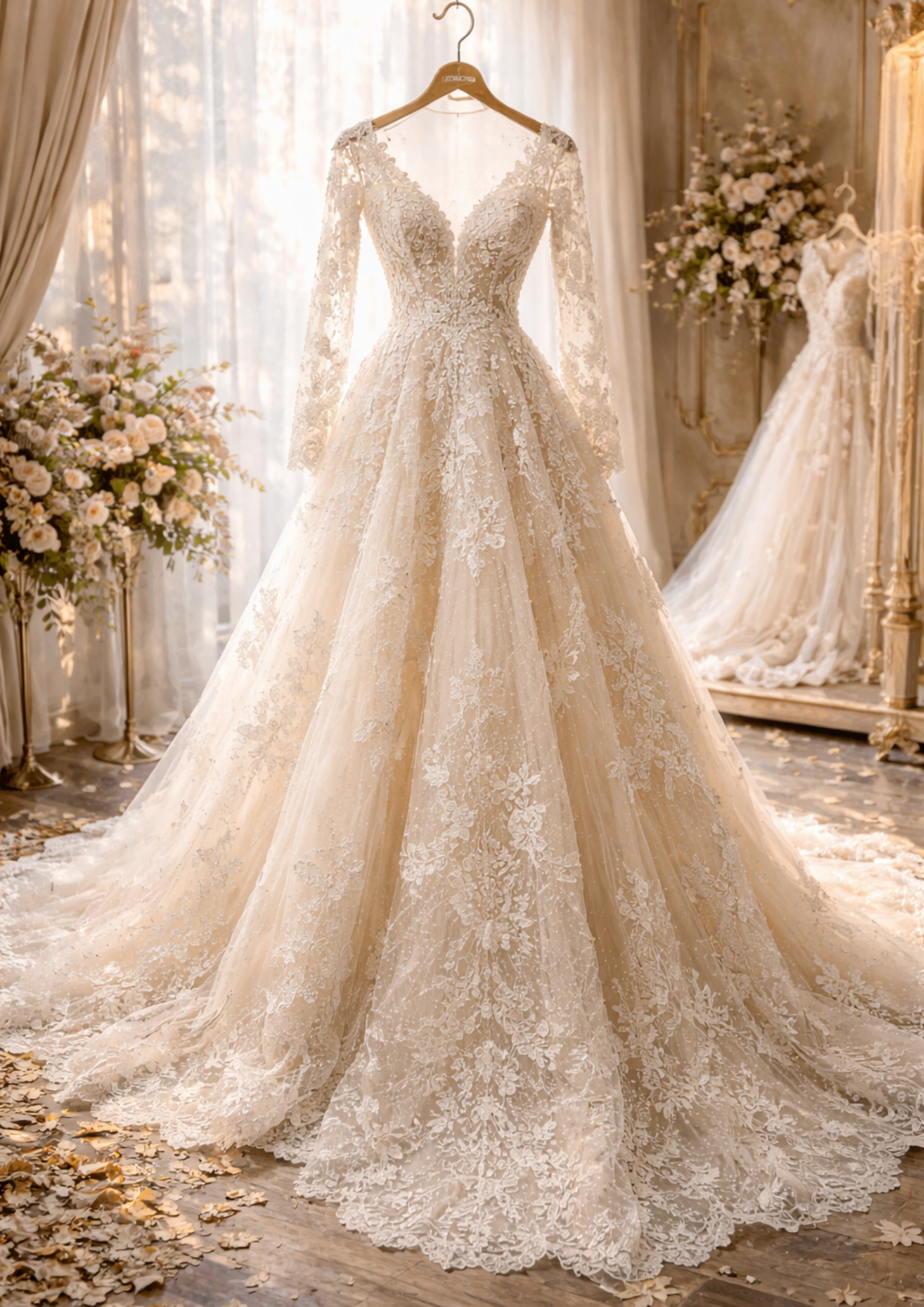 Rice Paper For Decoupage Ecru Wedding Dress on Hanger Full Cat. No. 8754