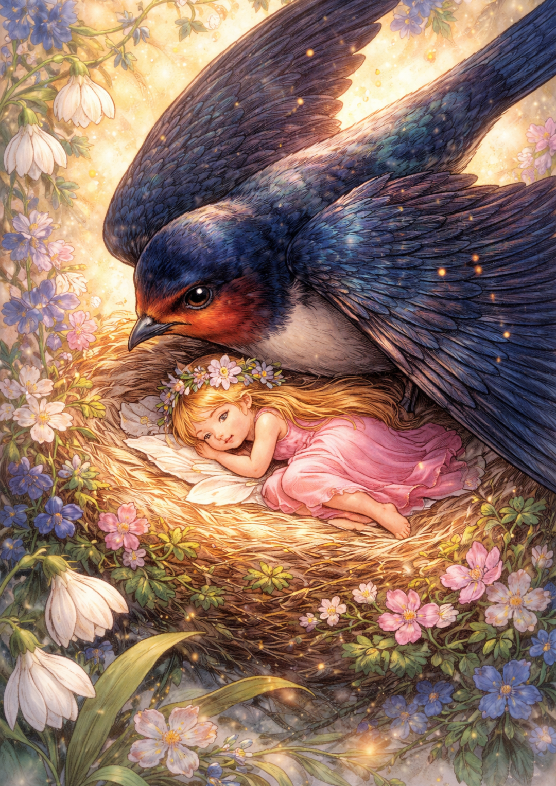 Rice Paper For Decoupage Thumbelina &amp; The Swallow Full Cat. No. 8763