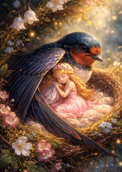 Rice Paper For Decoupage Thumbelina & The Swallow Full Cat. No. 8764