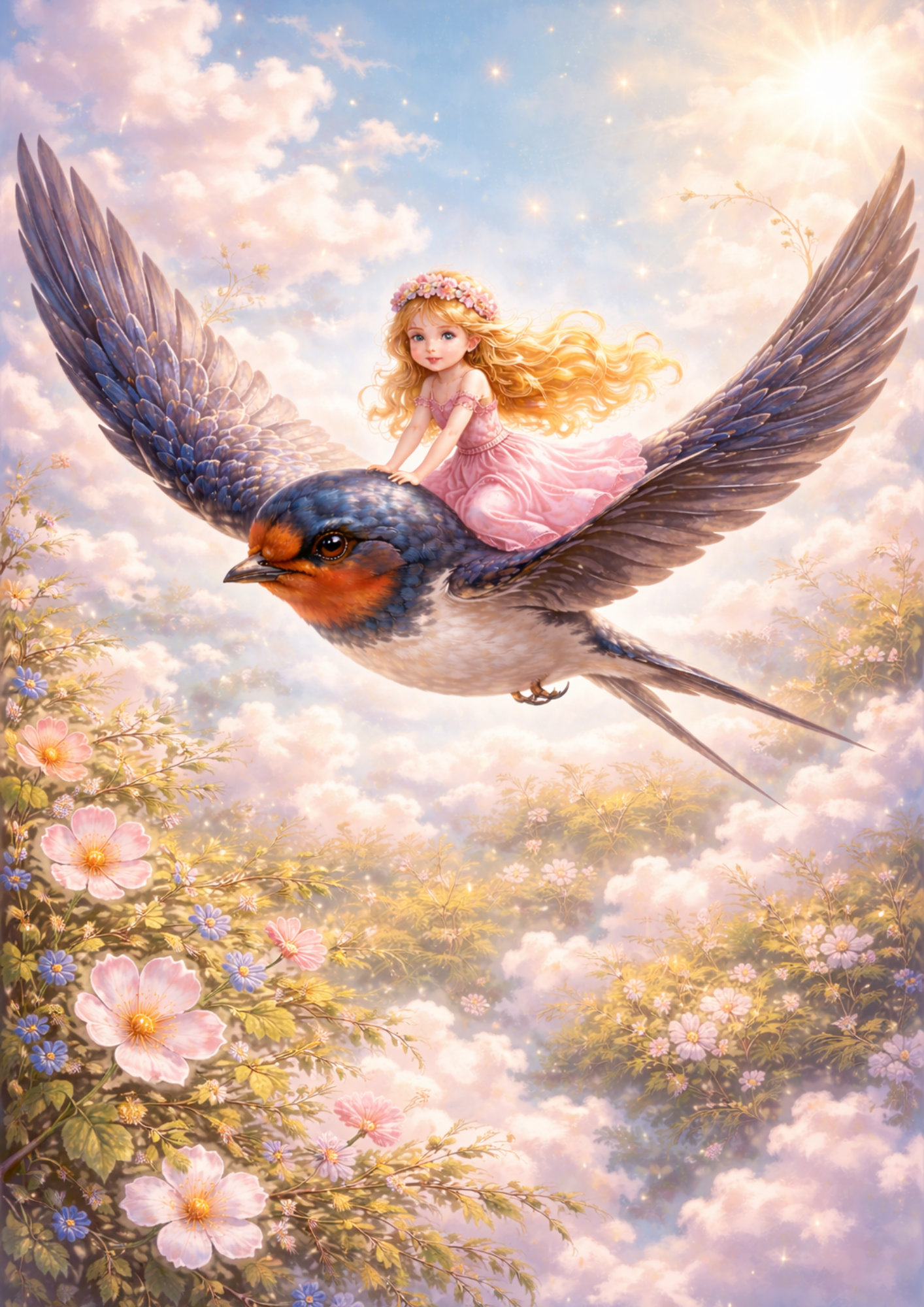 Rice Paper For Decoupage Thumbelina & The Swallow Full Cat. No. 8765