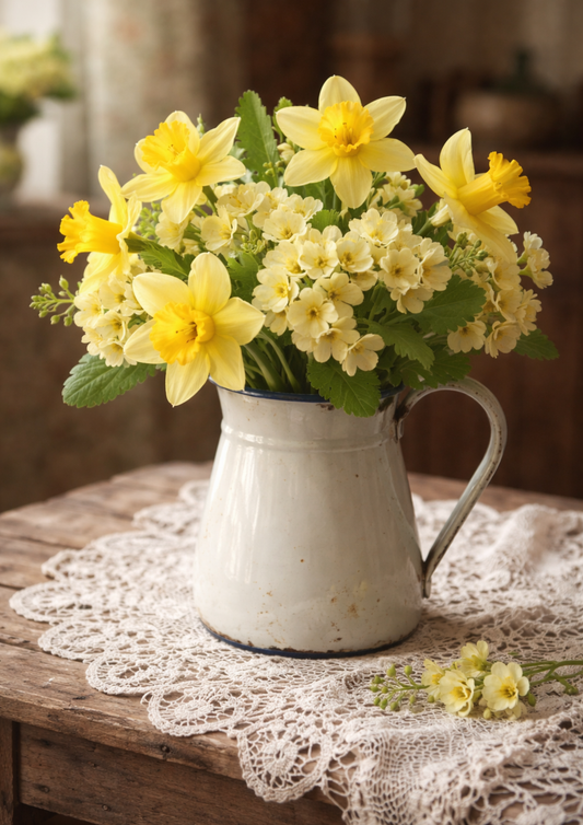 Rice Paper For Decoupage Spring Daffodils in Jug Full Cat. No. 8777