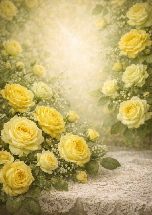 Rice Paper For Decoupage Yellow Roses Garland Full Cat. No. 8785