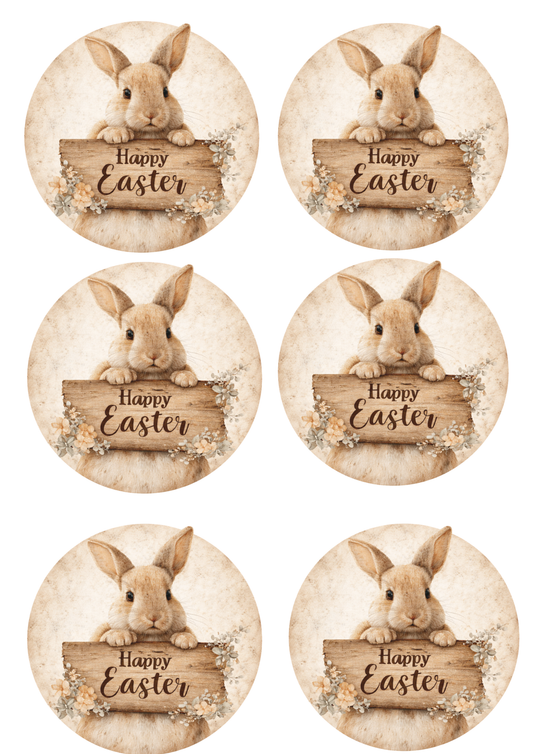 Rice Paper For Decoupage  Easter Rabbit in Circle Collage Cat. No. 8803