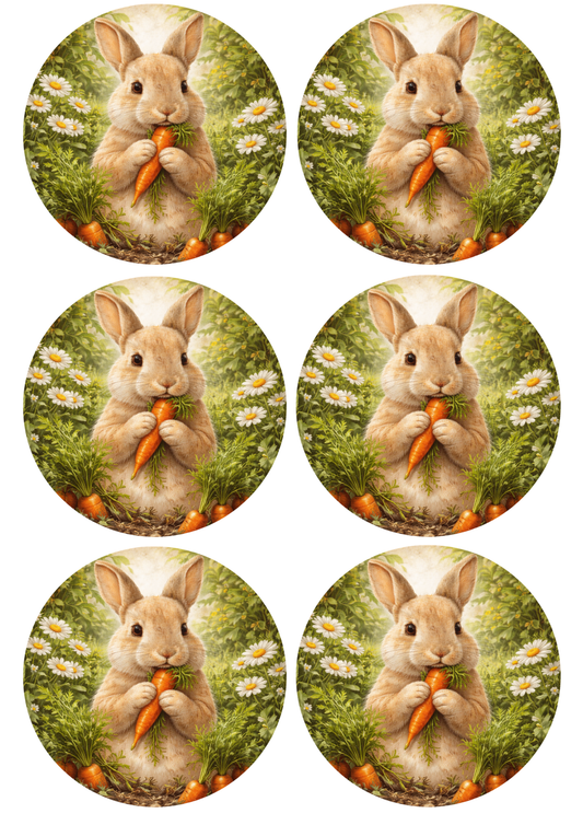 Rice Paper For Decoupage  Easter Rabbit in Circle Collage Cat. No. 8805