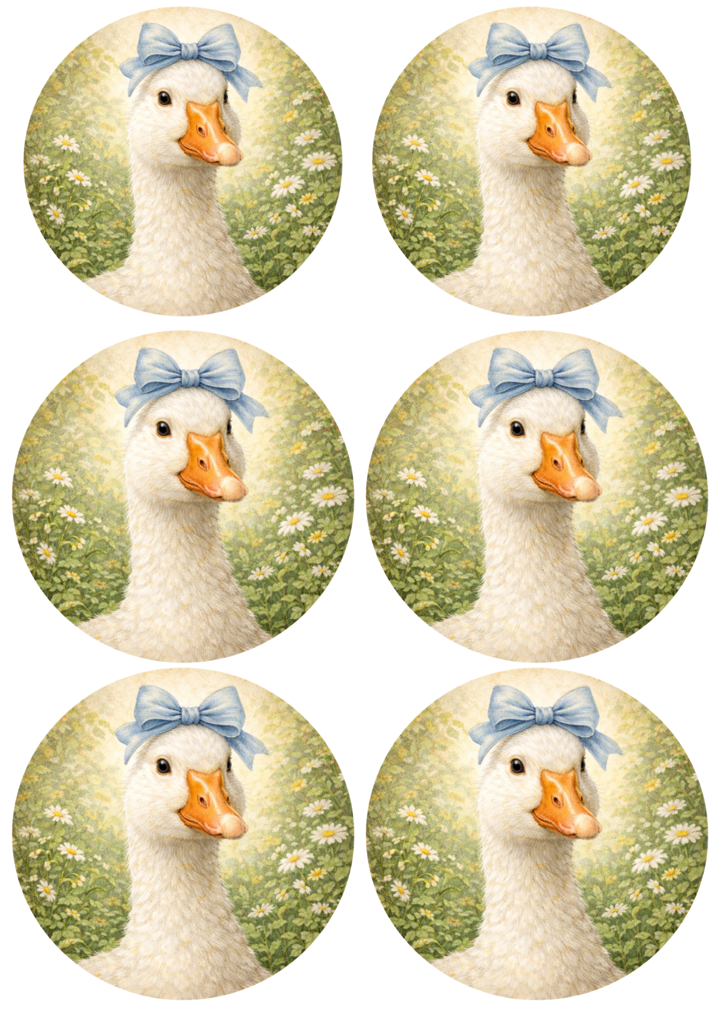 Rice Paper For Decoupage Cute Goose in Circle Collage Cat. No. 8808