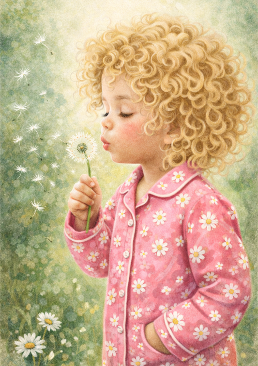 Rice Paper For Decoupage Cute Girl & Dandelion Full  Cat. No. 8828