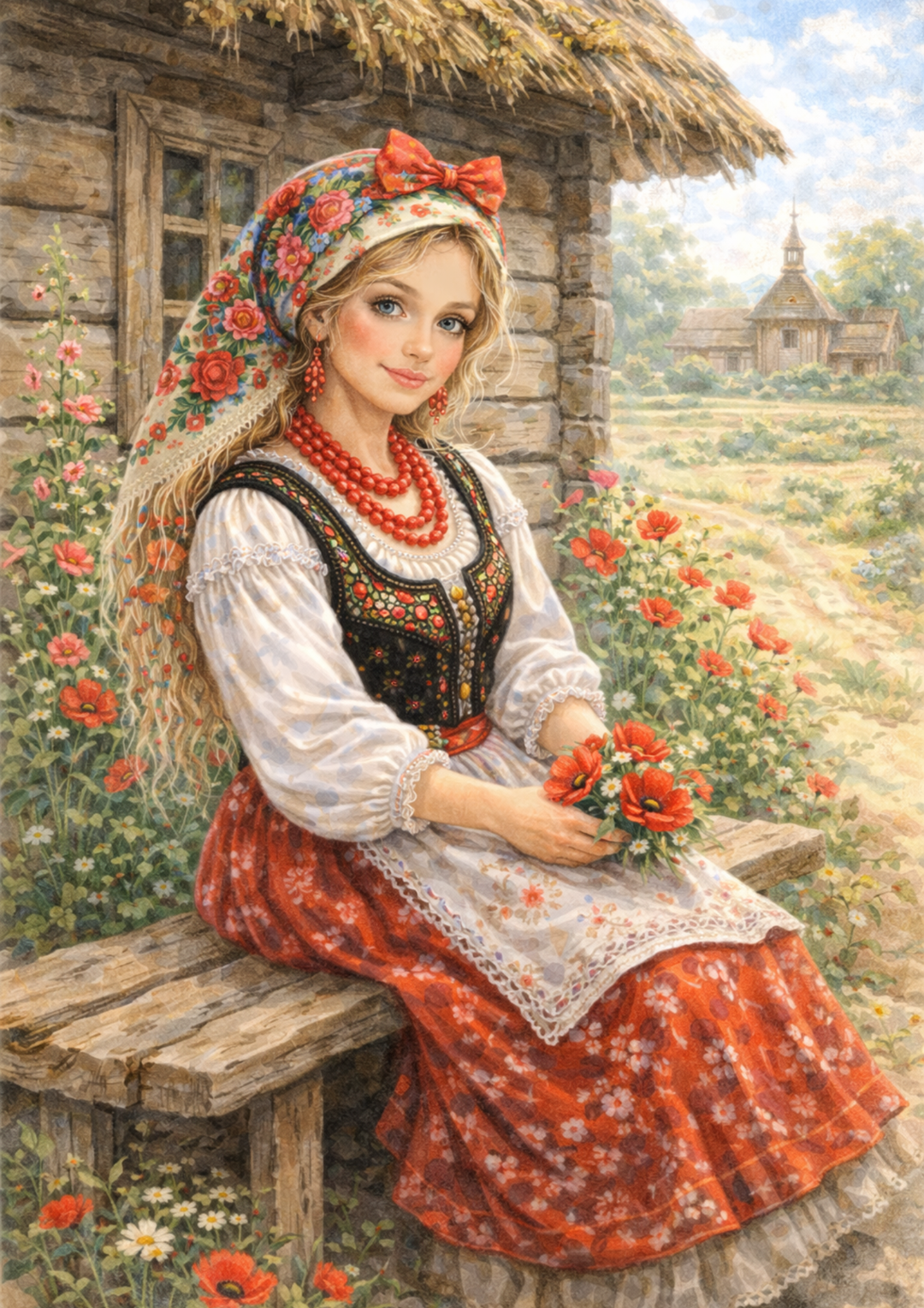 Rice Paper For Decoupage Girl in Traditional Costume from Cracow Full  Cat. No. 8845