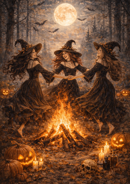 Rice Paper For Decoupage Halloween Dancing Witches Full  Cat. No. 8860
